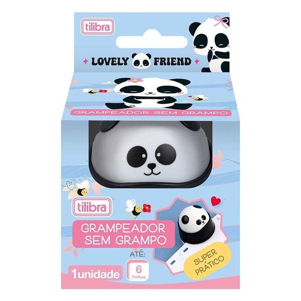 Mini Grampeador Sem Grampos Panda 6 Folhas - Tilibra