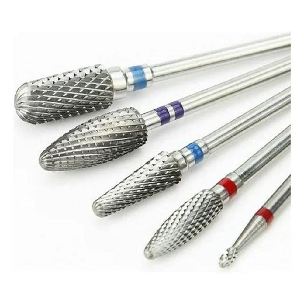 2X Kit 5 Brocas Tungstênio Unhas Gel Acrigel Fi