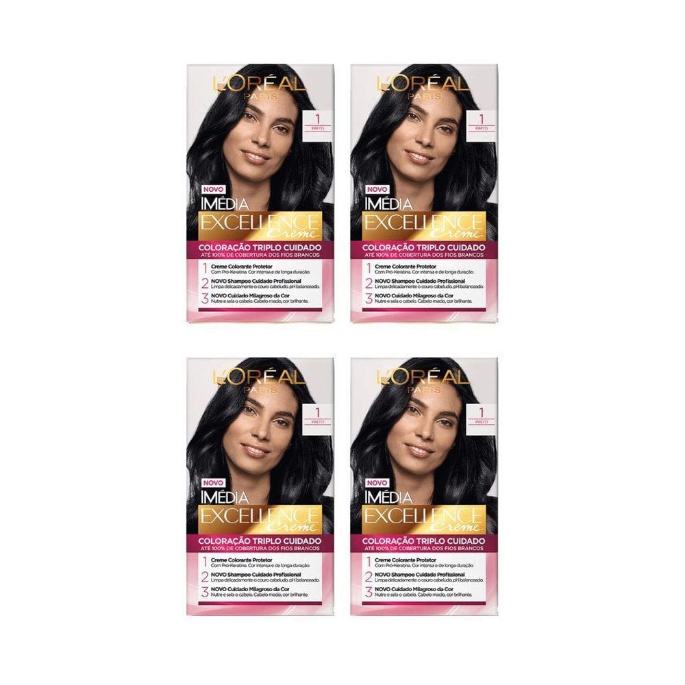 Coloraçao Imedia 1 Preto - Kit Com 4Un