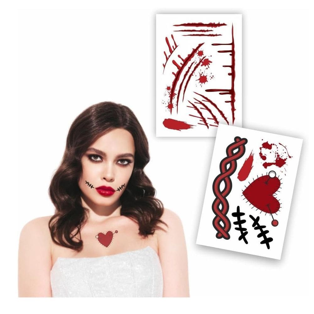 Kit 2 Cartelas Tatuagem Temporária Chucky Halloween