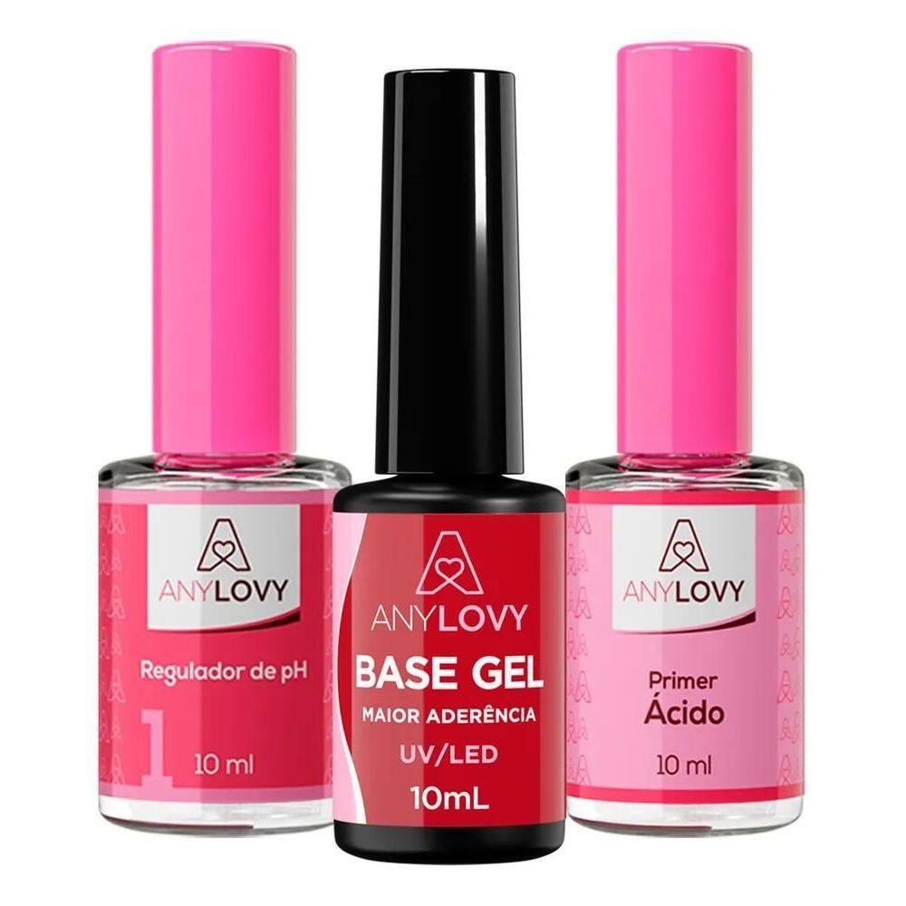 Kit Primer Ácido + Gel Base Translúcido + Regulador Any Lovy