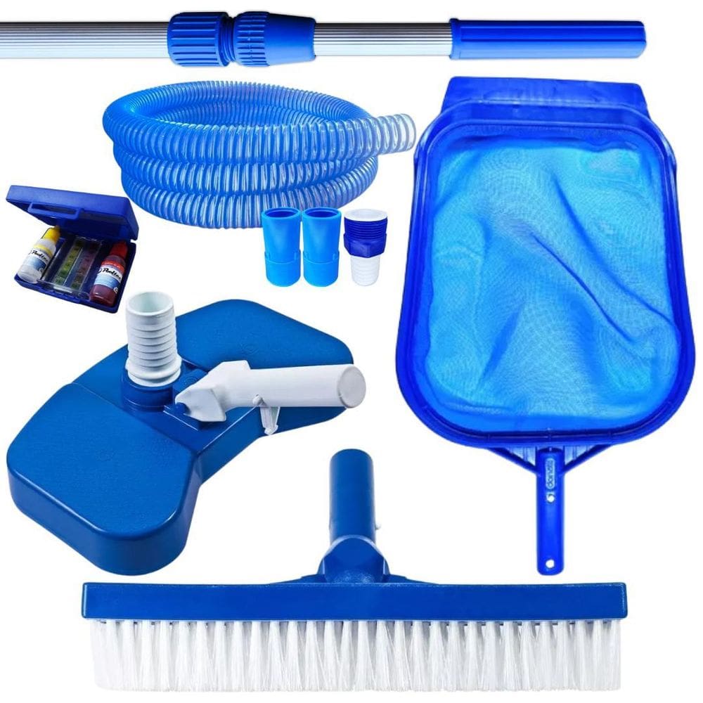 Kit Limpeza Piscinas Mangueira Silicone 8Mt Cabo 2Mt Estojo