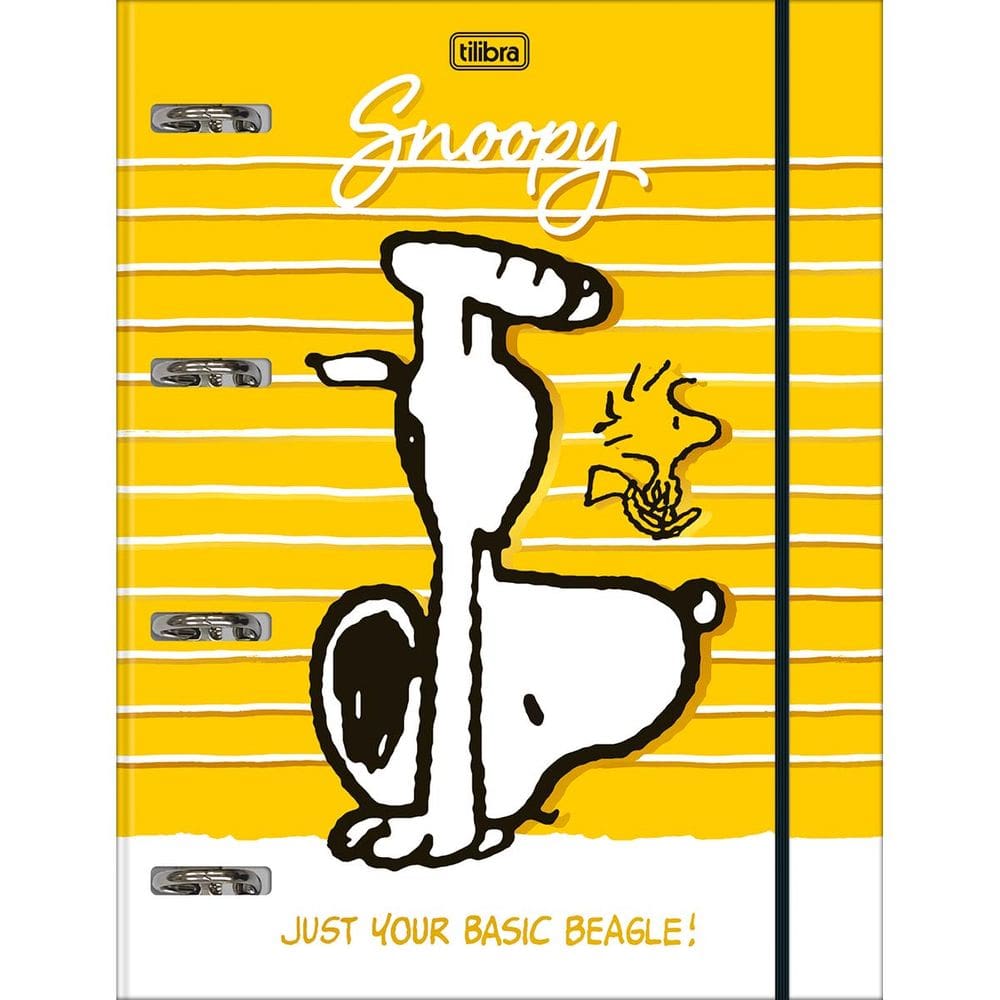 Tilibra - Caderno Argolado Cartonado Universitário com Elástico Snoopy 48 Folhas