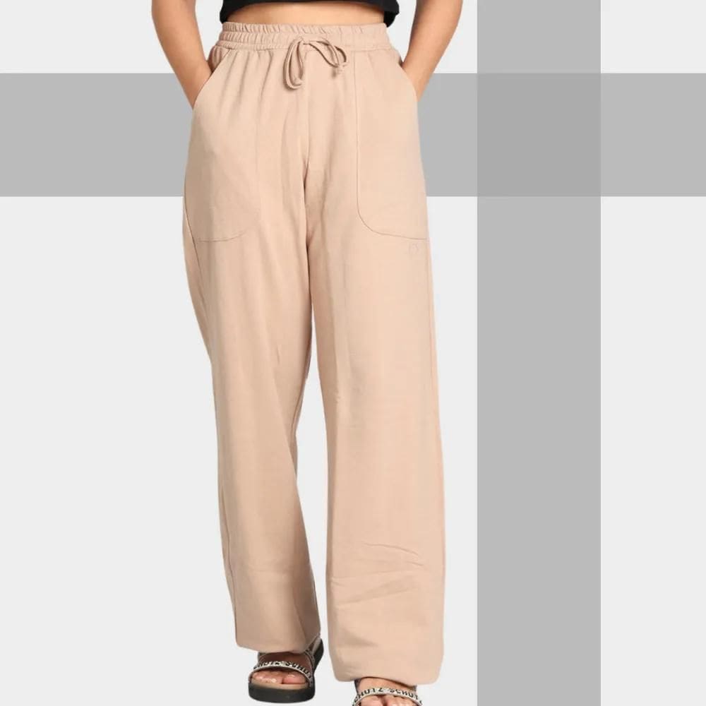 2X Calça Moletom Feminina Feminina Wide Leg Com Bolsos