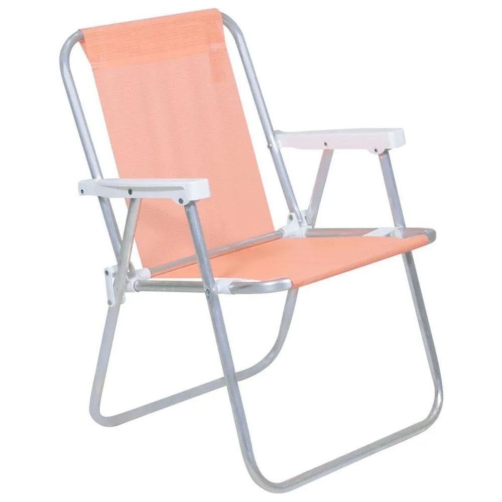Cadeira De Praia Alta Lazy Alumínio Sannet Coral 23529 Bel