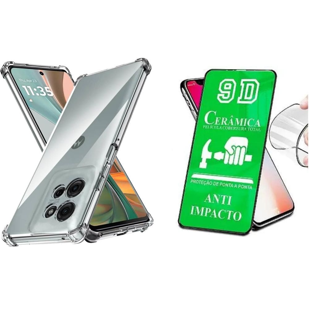 Kit Capinha Reforçada Antishock + Pelícual Ceramica 9D Para Motorola Moto G75 XT2437