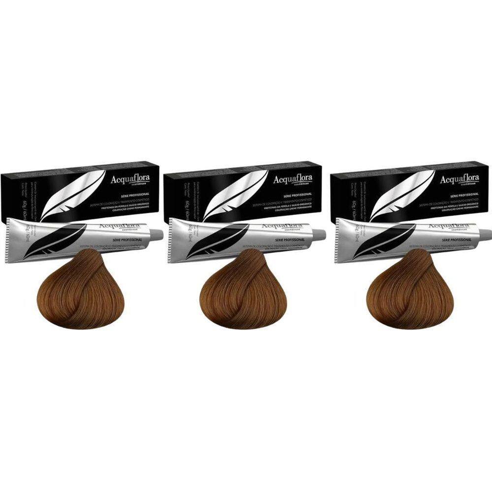 Coloraçao Acquaflora Perm 7.7 Louro Natural Marrom - Kit 3Un