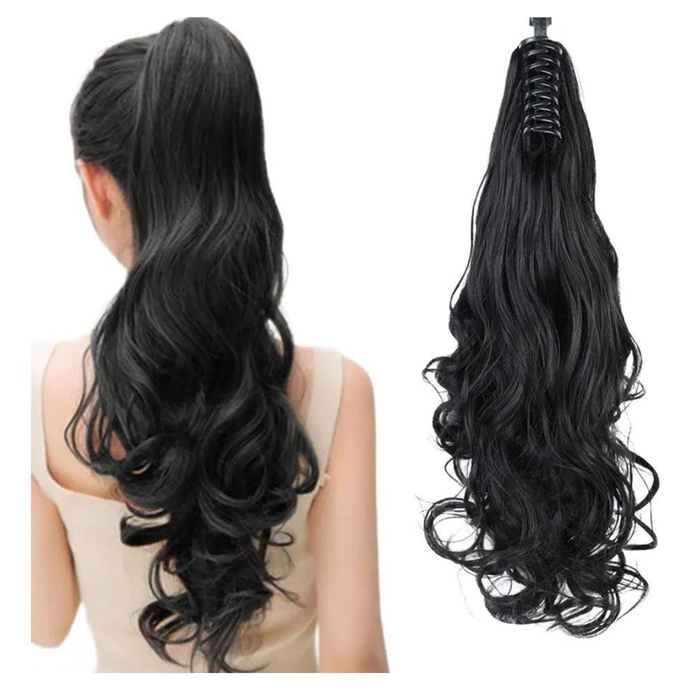 2X Aplique Alongamento Piranha Penteado Fácil Preto Moreno