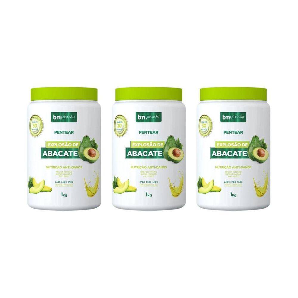 Creme Para Pentear Beleza Natural 1Kg Explosao Abacate - 3Un