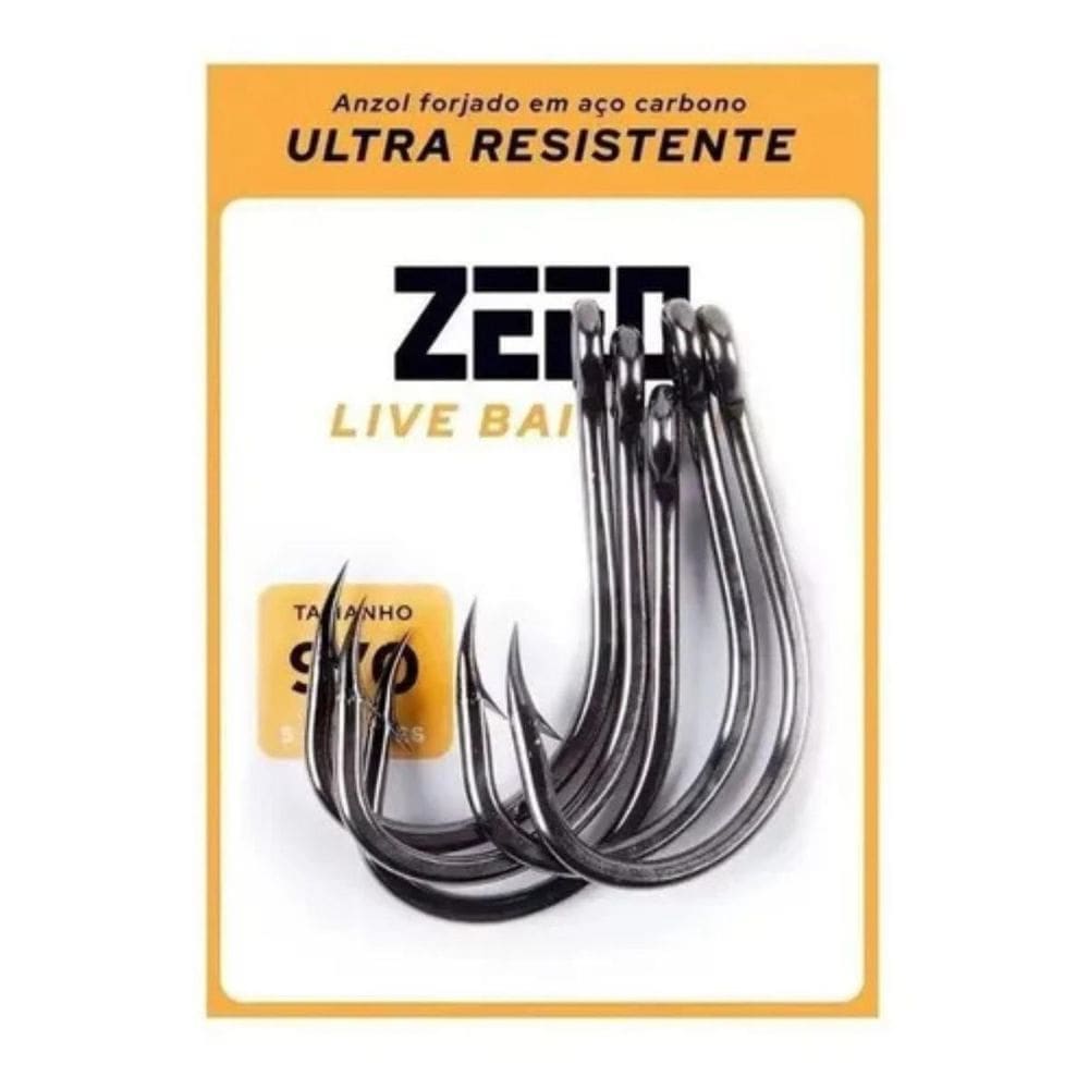 Anzol Zeeo Live Bait Black N 01 Com 10 Unidades Resistente