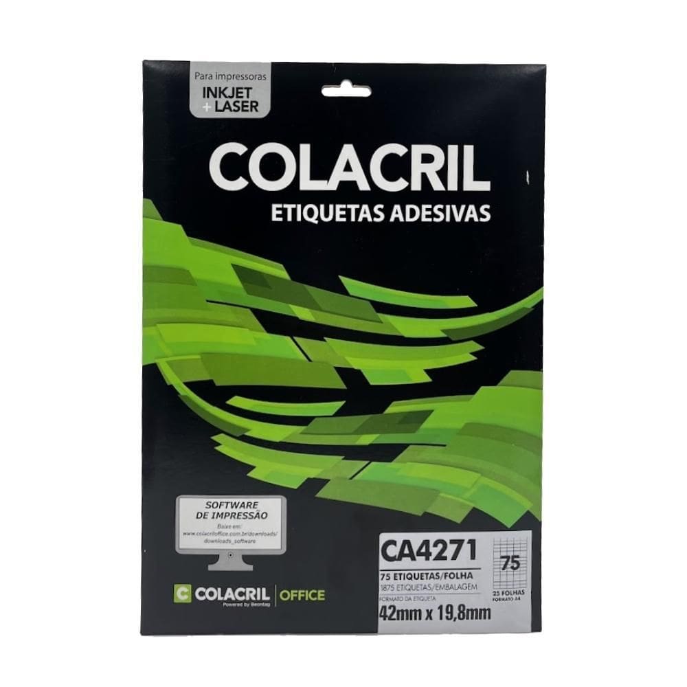 Etiqueta Adesiva Colacril A4 Ca4271 42Mmx19,8Mm 25Fls