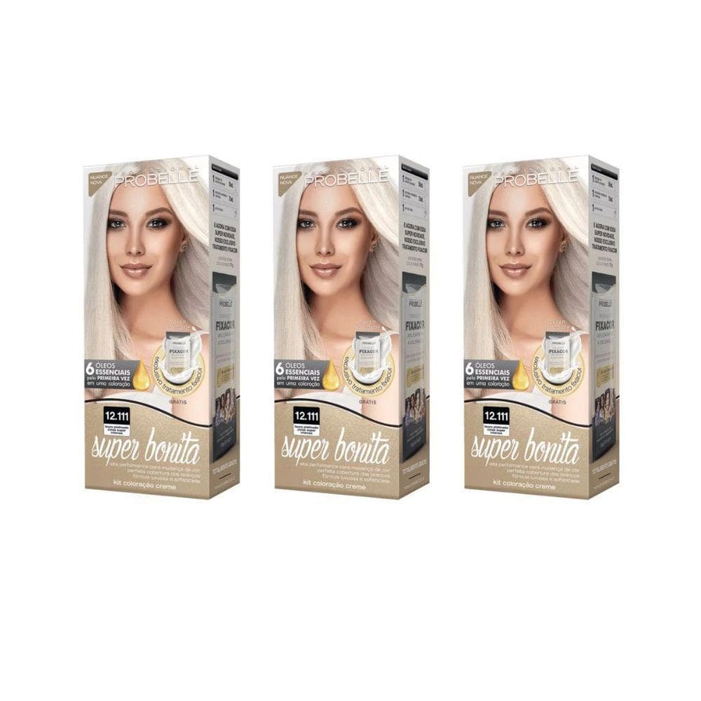 Coloraçao Probelle Super Bonita 12.111 Louro Plat Cza - 3Un