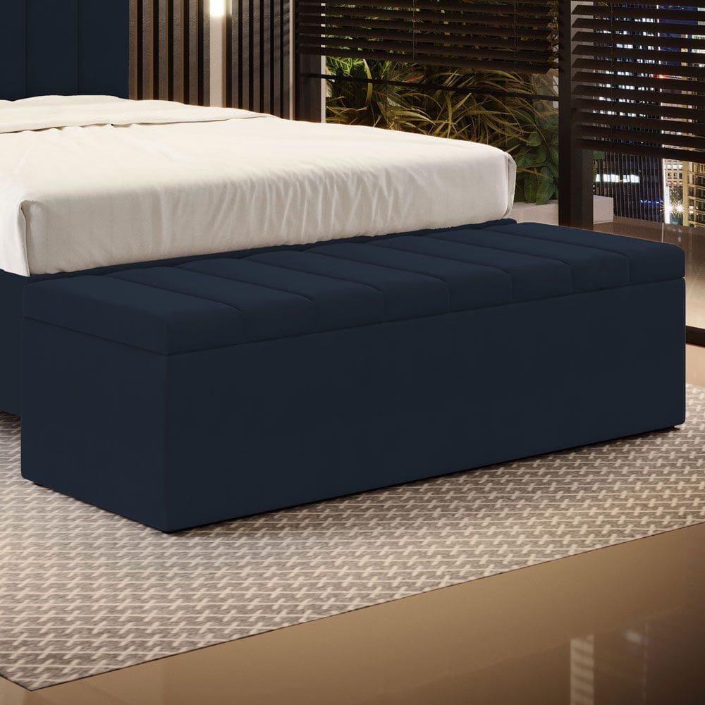 Calçadeira Baú Navi Para Cama de Casal 140cm no Tecido Veludo - Conforto e Elegância Aradecor
