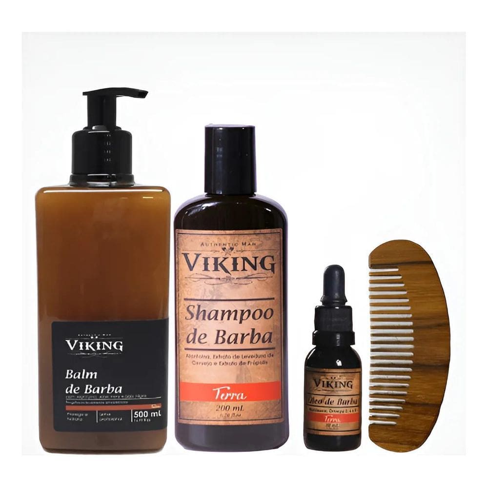 Kit Para Barba Balm 500Ml, Shampoo, Oléo+ Pente