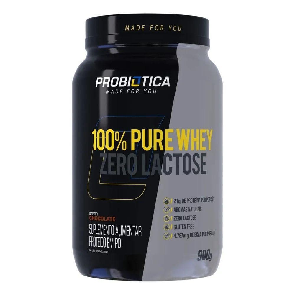 2X 100% Pure Whey Zero Lactose 900 G - Probiótica Sabor Choc