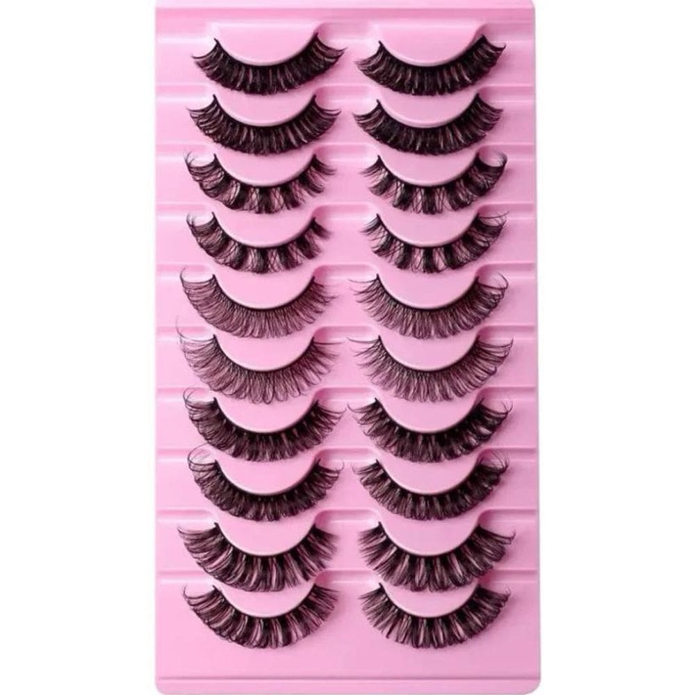 2X 10 Pares Cílios Postiços Mink, Volume Russo Curvatura D