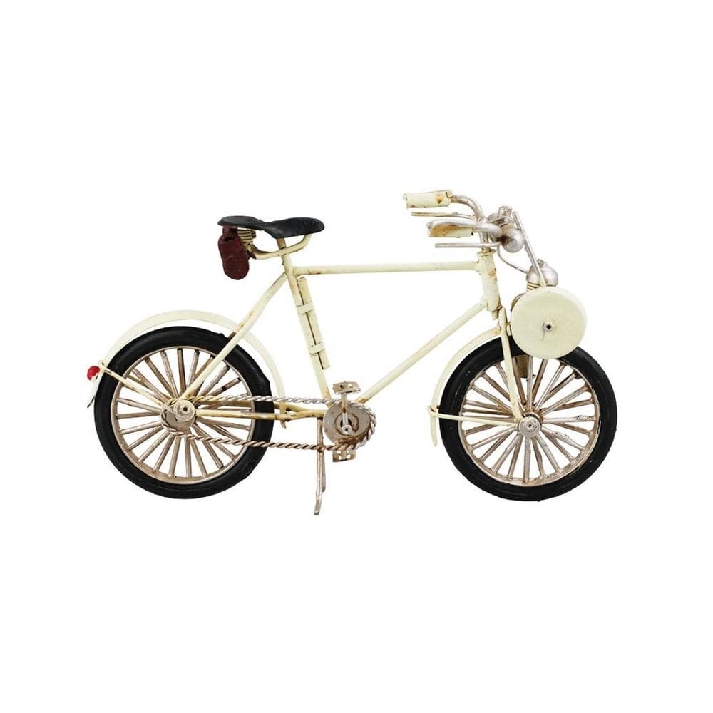 Bicicleta Miniatura Creme Estilo Retrô Vintage 13X22X8Cm