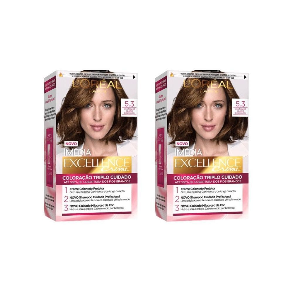 Coloraçao Imedia 5.3 Castanho Claro Dourado - Kit Com 2Un