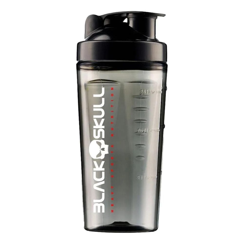 2X Coqueteleira Shakeira Black Skull Transparente Fumê 800Ml