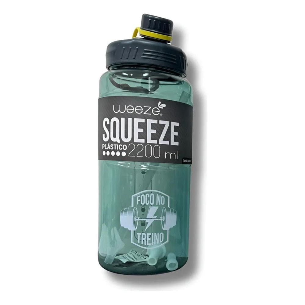 Garrafa Squeeze Academia Esportiva Água 2L Canudo Fit Verde