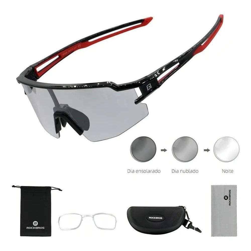 2X Óculos Bike Ciclismo Rockbros Lente Fotocromática Clip Gr