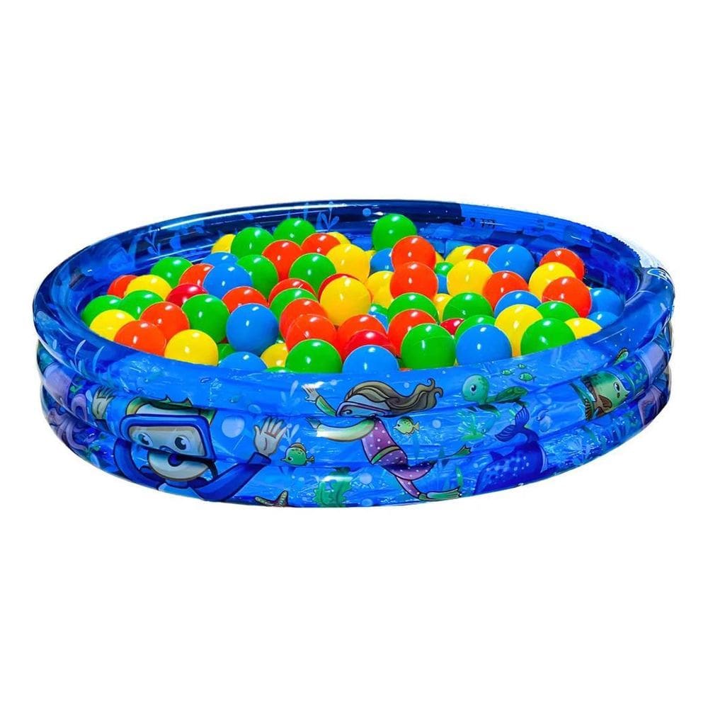 Piscina Infantil Inflável 180 Litros Colorida + 100 Bolinhas