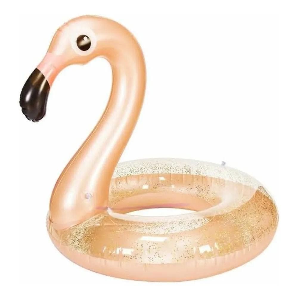 Boia Flamingo Com Glitter Inflavel Divertida Grande Piscina