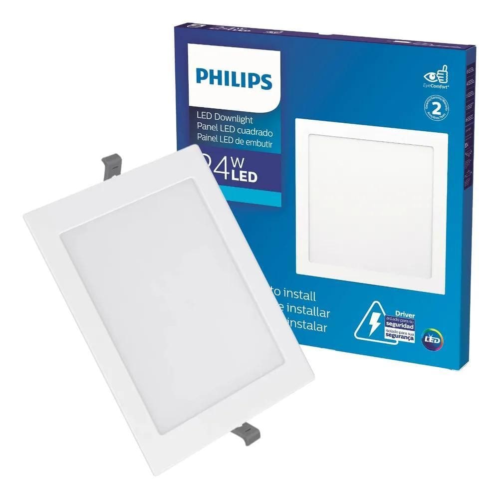 Painel Plafon Led Embutir Quadrado 24W Branco Frio 6500K - B