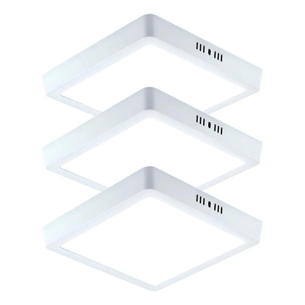 Kit 3 Painel Plafon 25W Led Quadrado Sobrepor 25W Bivolt Bra