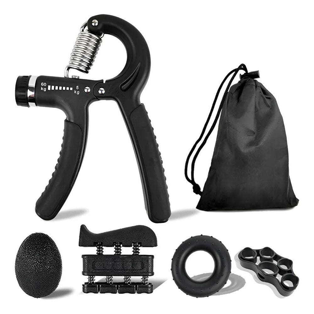 Kit Fortalecedor Mão Dedo Braço Musculação Fisioter Preto