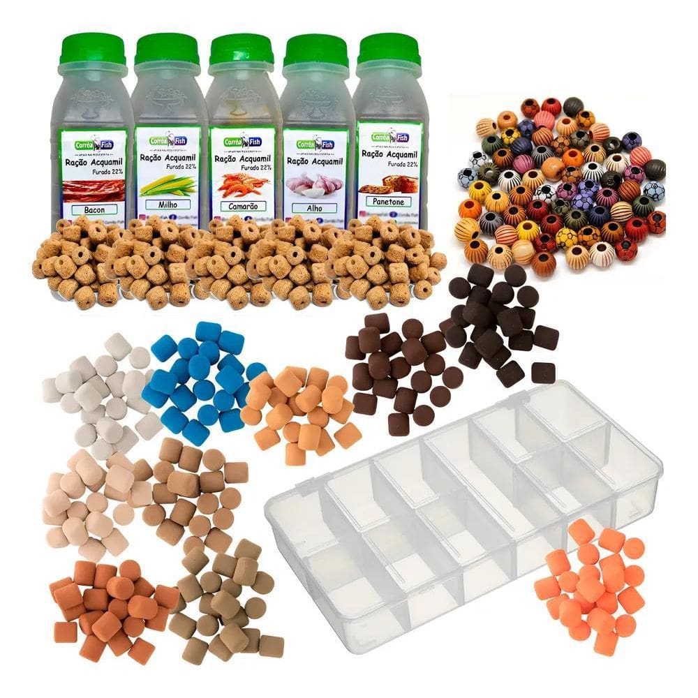 Kit Isca Estojo 260 Eva Pesca 40 Miçangas E 4 Furadinha - Va