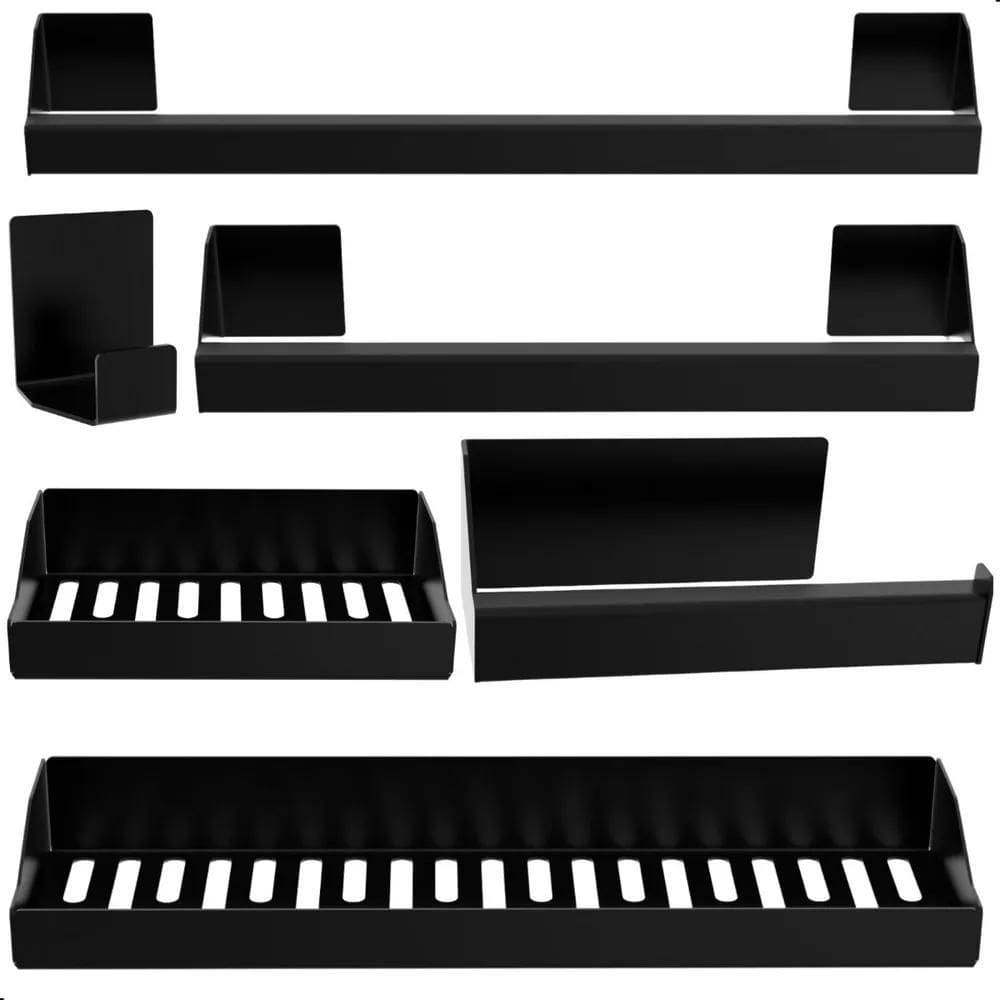 Kit Acessórios Para Banheiro Preto 6 Peças Master Slim Df -