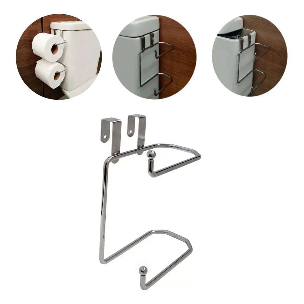 Suporte Duplo Porta Papel Higiênico Para Caixa De Descarga