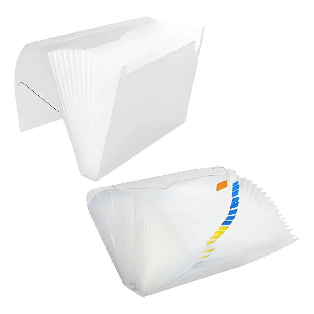 Pasta Sanfonada Plastica A4 12 Divisoes Cristal