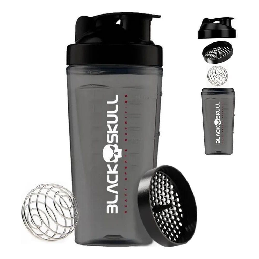 2X Coqueteleira Academia 800 Ml Preta Black Skull Shakeira D