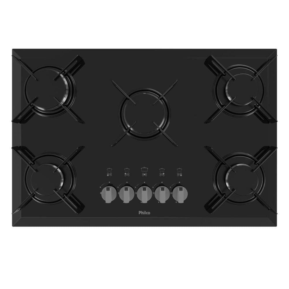Cooktop 5 Bocas Philco Automático CHEF5 Vidro Temperado Vidro Preto Bivolt