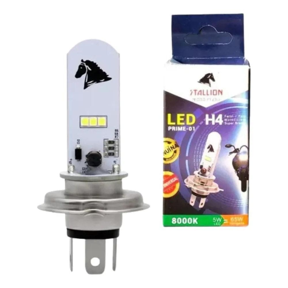 Lâmpada Led H4 Moto 8000K Stallion Cavalinho Super Branca