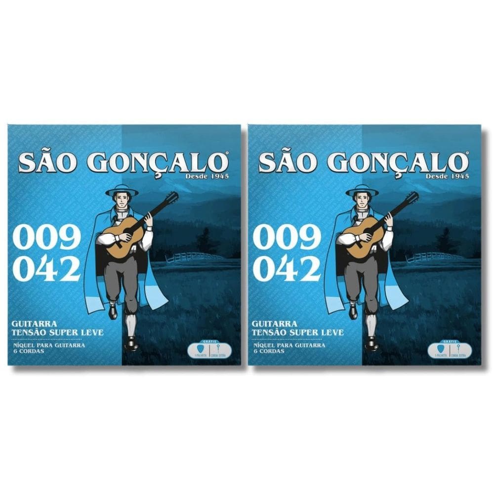 Kit 2 Encordoamento Guitarra São Gonçalo Extra Leve 009