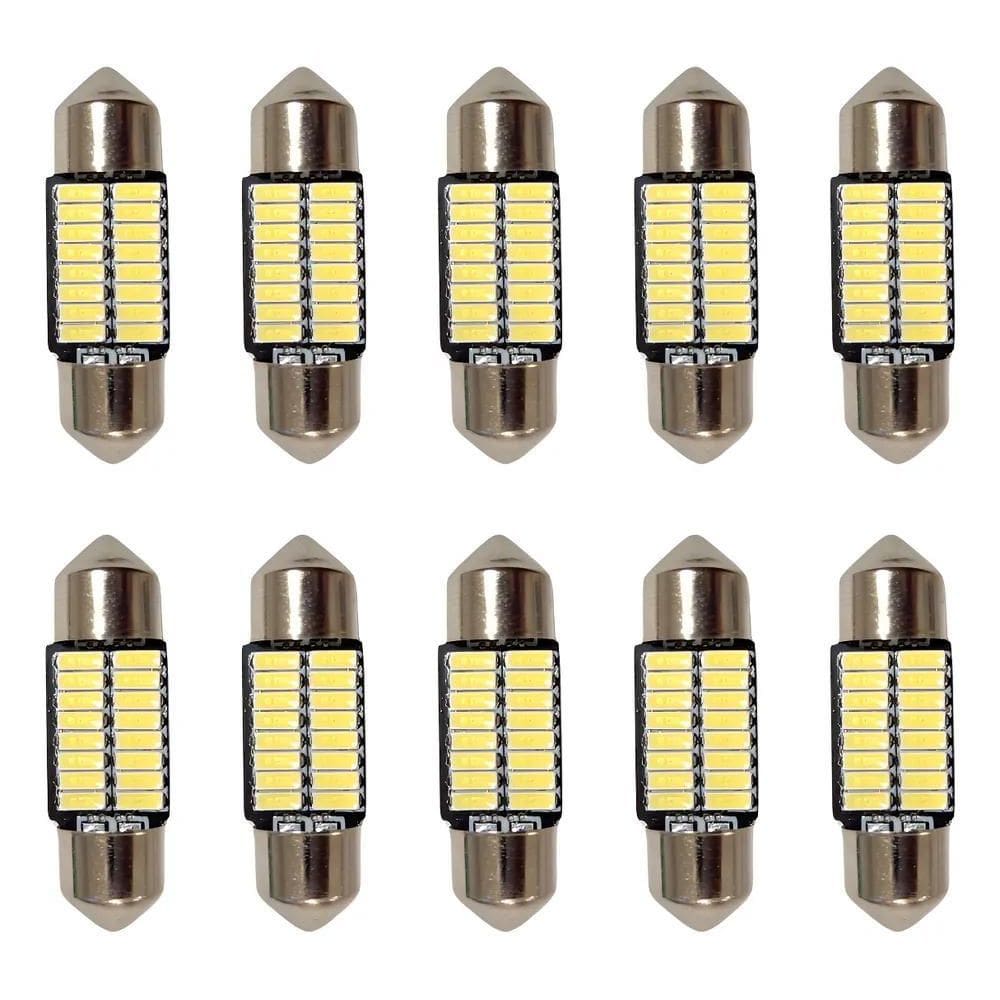 Kit 10 Lampada Torpedo Cambus 16 Led 31 31 Mm Branco