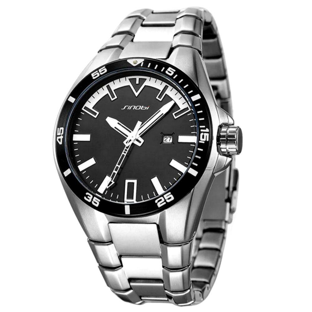 Relógio de Pulso Masculino de Aço Inoxidável Esportivo Luminoso Impermeável