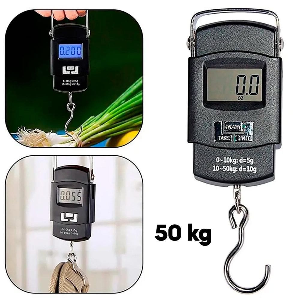 Balança De Mão Digital Até 50Kg Para Pesar Peixe Bolsa