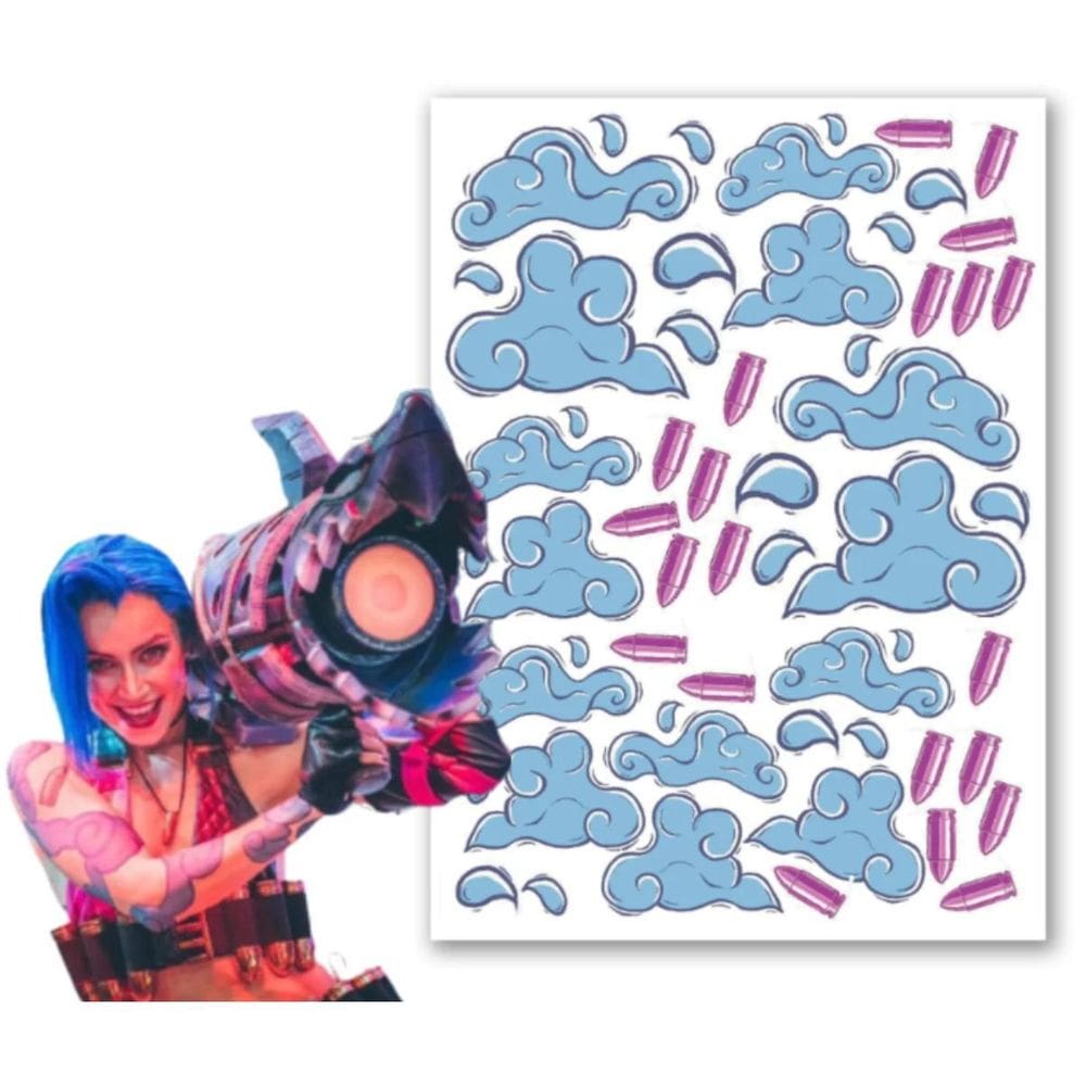 Tatuagem Temporária Fantasia Cosplay Jinx