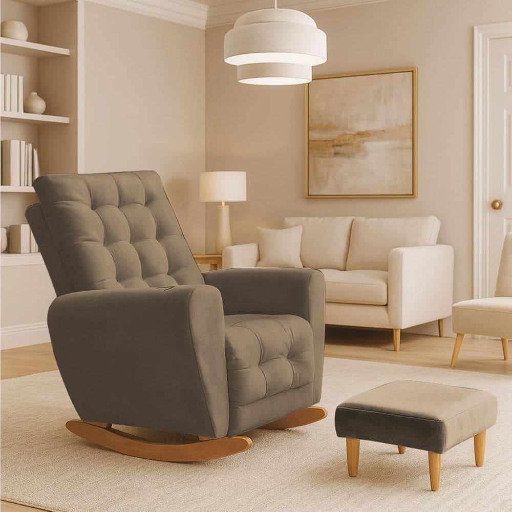 Poltrona Amamentação Base Balanço Cecilia Capuccino