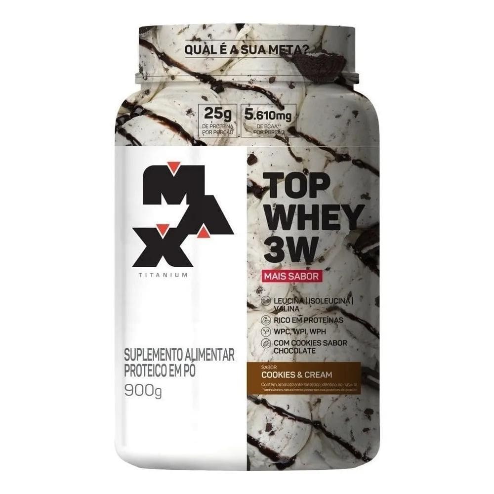 2X Top Whey 3W Mais Sabor Pote 900G - Max Titanium Sabor Coo