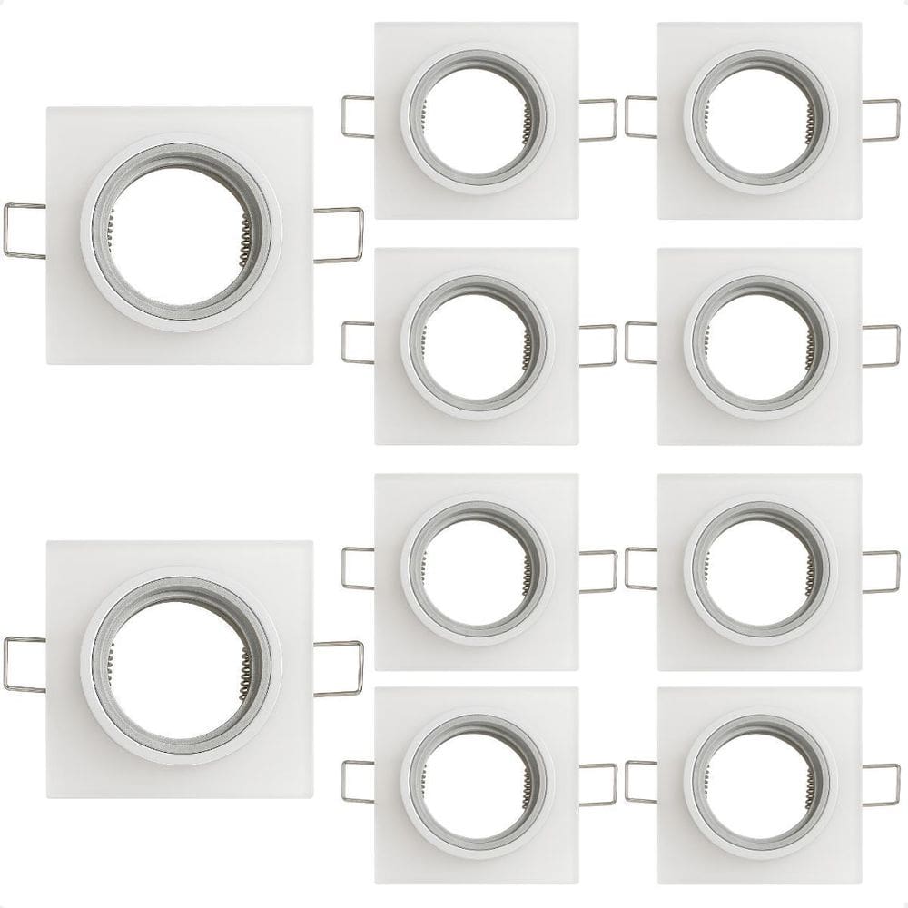 Kit 10 Spot Taschibra Quadrado Embutir Vidro Jateado Sp23
