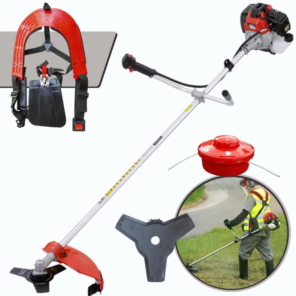 Roçadeira À Gasolina Toyama RT43-L 2T 43cc 1,7HP de Alta Performance Máquina de Cortar Grama Completa Com Cabeçote de Nylon + Lâmina 3 Pontas