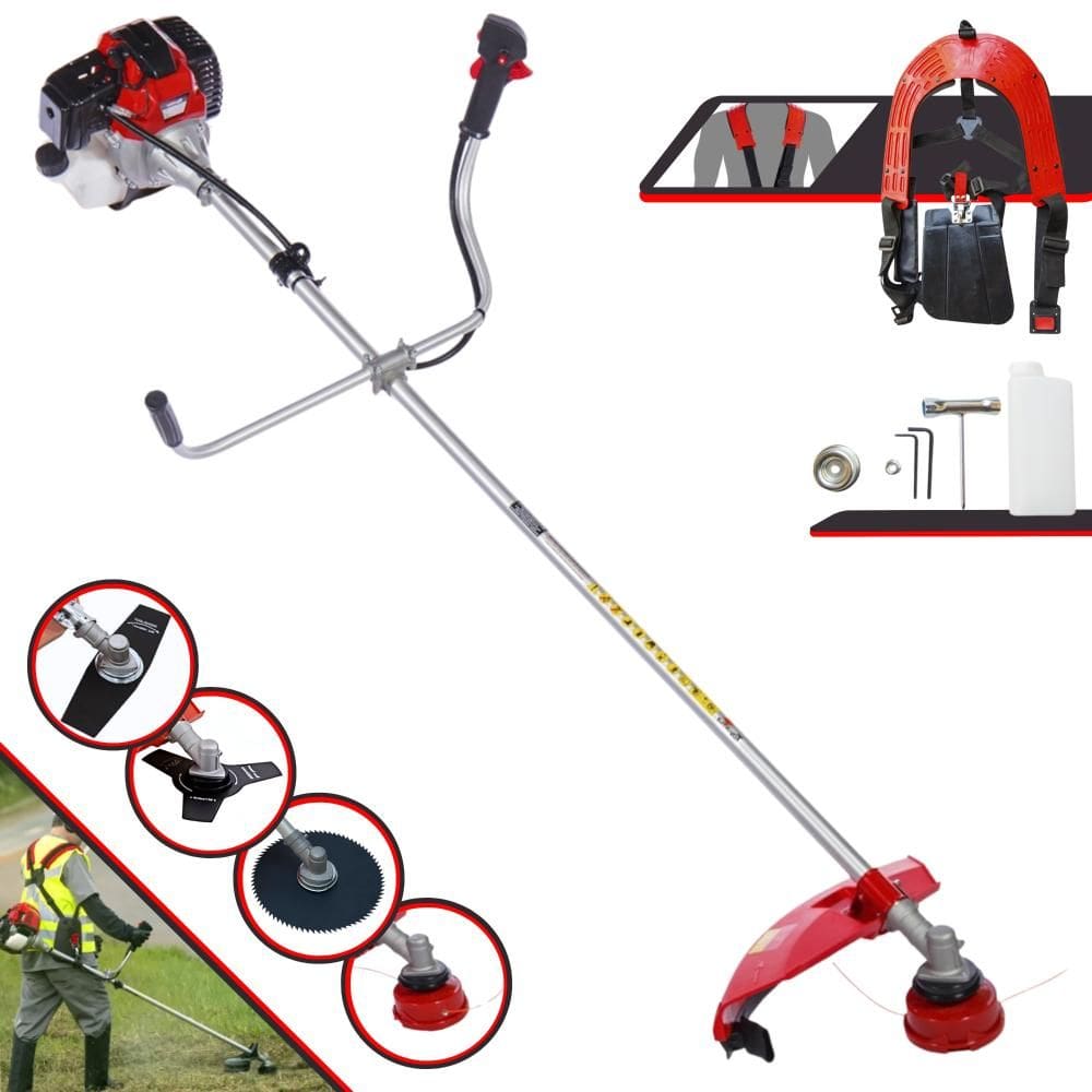 Roçadeira Multifunções Toyama RT43L Motor 2 Tempos 43cc 10000rpm 1,7HP de Potência Com Carretel Nylon e Faca 3 Pontas + Faca 2 Pontas + Faca 80 Dentes