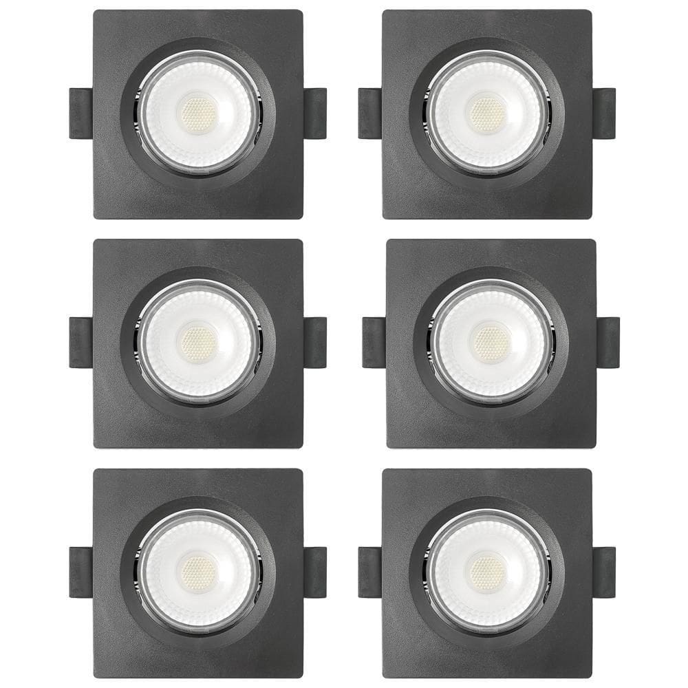 Kit 6 Spot De Led Embutir Slim Mr16 Quadrado 6W Preto Bivolt