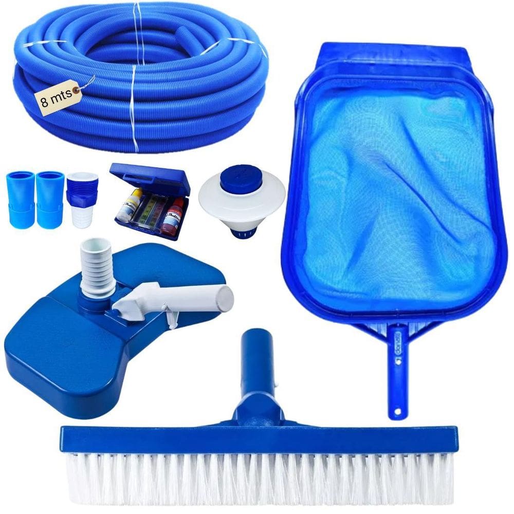 Kit Limpeza Piscina Mangueira Ecológica 8M Clorador E Estojo