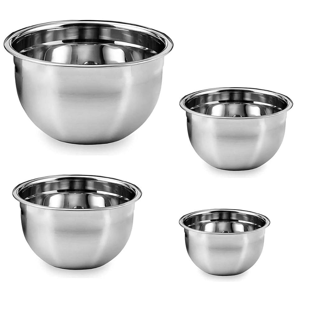 Tigela Bowl Inox Bacia Cumbuca Kit 4 uni Preparo Receira Cozinha Residencial Industrial Resistente Multiuso